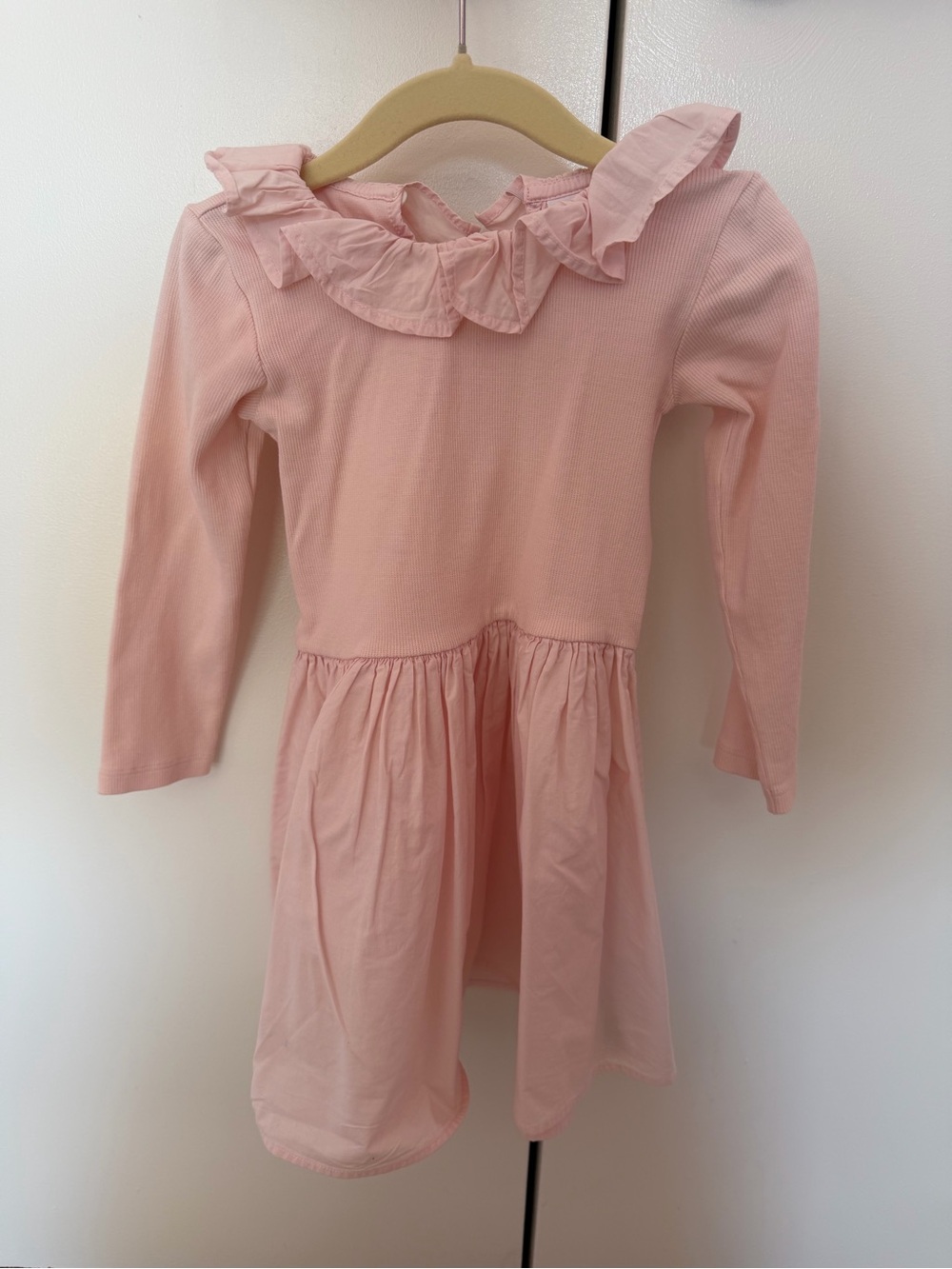 Molo Soft Pink Ruffle-Collar Long Sleeve Dress